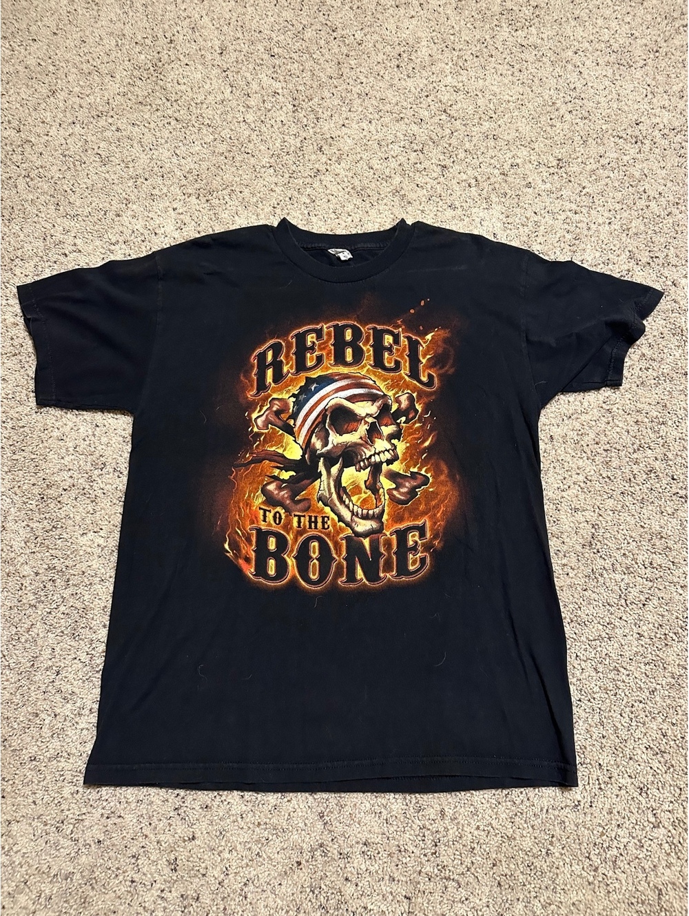 Black Rebel To The Bone Graphic T-Shirt Size Large